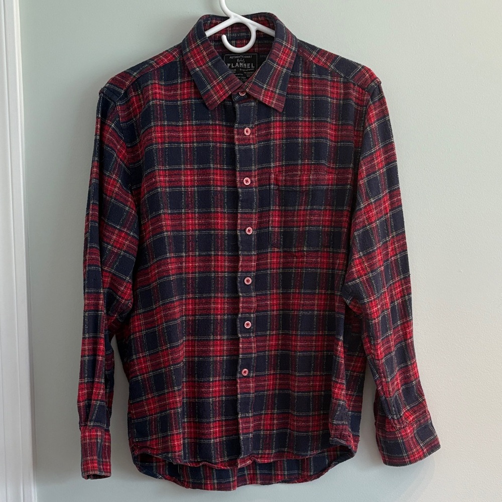 Flannel Red and Blue Plaid Men's Shirt